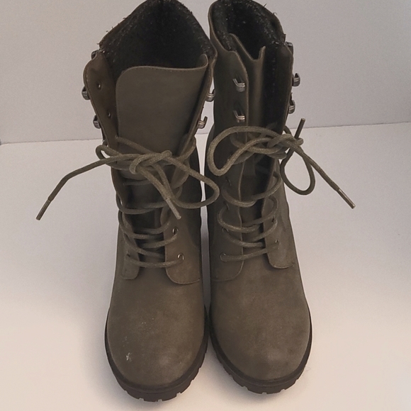 Olive Green Ankle Booties - Picture 1 of 4